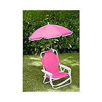 ataay chaise parasol enfant - ensemble transat & parasol enfant rose - chaise de plage confortable