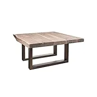 massivmoebel24.de table basse carrée 90x90cm - fer et bois massif d'acacia laqué (natural stone) - freeform #122