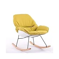chaise à bascule,confortable relax nordique balcon en bois massif chaise à bascule casual chambre salon fauteuil de bureau inclinable avec chaise de pied coussinée confortable portant poids