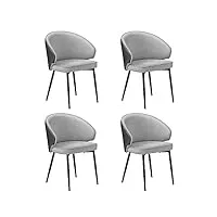 vasagle chaise de salle à manger, lot de 4, chaise de cuisine, siège rembourré, en tissu coton-lin, fauteuil de salon, pieds en métal, moderne, pour salle à manger, cuisine, gris clair ldc104g02