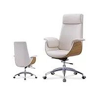 fauteuil de bureau de direction, cuir de grain de bois, rotation 360° angle d'inclinaison 90°-110°, coussin en éponge, fauteuil ergonomique pivotant, pour le bureau, le travail, les jeux. (color : bl