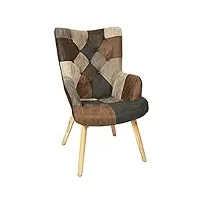 altobuy melo - fauteuil patchwork motifs nuances de marron