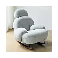 canapé fauteuil à bascule, fauteuil inclinable moderne en laine d'agneau, canapé salon balcon fauteuil à bascule, base en métal robuste, accoudoirs complets et Épais (couleur : gris, taille