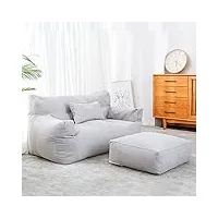 deshva longue pouf poire canapé (sans remplissage) chaise de sac a haricots avec les repose-pieds meubles moderne pour décorer ta maison,light gray