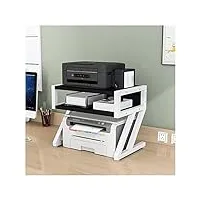 meuble imprimante support de bureau for imprimante, support d'imprimante avec stockage, étagère de bureau organisateur de table d'imprimante étagère d'imprimante avec cadre en métal 2 niveaux caisson