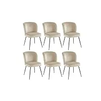 pascal morabito vente-unique - lot de 6 chaises en velours et métal - beige - polpona