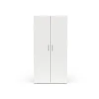 dansmamaison armoire penderie + lingère 2 portes battantes blanc - zily - l 90 x l 52 x h 187 cm