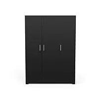 dansmamaison armoire penderie + lingère 3 portes battantes noir/chêne clair - zily - l 134.5 x l 52 x h 185.5 cm