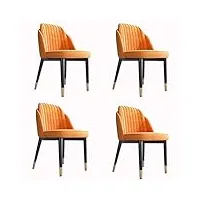 chaise de salle à manger moderne ensemble de 4 avec pieds en métal siège et dossiers en velours pour salon cuisine chambre salon chaises de salle à manger (couleur : orange)