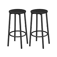 hoobro lot de 2 tabourets de bar, tabourets de cuisine avec repose-pieds, chaises hautes, cadre en métal robuste, pour restaurants, cuisines, bars et soirée,noir ebk03by01
