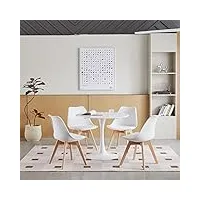 grandca home ensemble de table de salle à manger moderne et 4 chaises en mdf blanc pour 2-4 personnes + 4 chaises de cuisine blanches pour cuisine salle à manger salle de réunion
