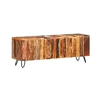 vidaxl meuble tv avec finition bois recyclé mixte, style ancien, sans montage, 110 x 30 x 40 cm (l x l x h), multicolore