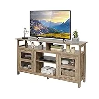 giantex meuble tv - meuble tv pour tv jusqu'à 65" et cheminée électrique jusqu'à 18" - meuble bas en bois - 147 x 40 x 81 cm (noyer)