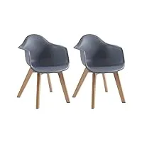 vente-unique - lot de 2 chaises enfant avec accoudoirs en polypropylène et hêtre - gris - poupinette