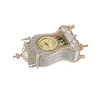 kimiss grande horloge de cheminée dorée horloge de table antique en plastique style vintage horloge de table en plastique antique maison hôtel décoratif bureau réveils (rouge brunâtre) (blanc)