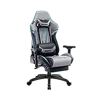 dowinx chaise gaming – chaise bureau à haute capacité charge – chaise gaming en cuir synthétique accoudoirs 4d et repose-pieds – chaise jeu ergonomique – convient comme fauteuil gris