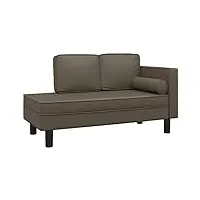 vidaxl chaise longue avec coussins et traversin canapé convertible pour sieste meuble de salon salle de séjour intérieur gris similicuir