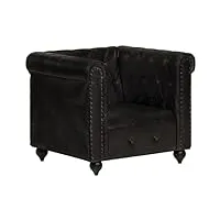 vidaxl fauteuil chesterfield fauteuil de salon fauteuil de salle de séjour fauteuil de chambre à coucher intérieur maison noir cuir véritable
