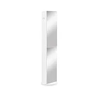 kleankin meuble colonne de salle de bain pivotant meuble de rangement colonne pour salle de bain avec miroir - 6 étagères - 36 x 36 x 171 cm blanc