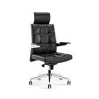 fauteuil de bureau exécutif chaise d'ordinateur en polyuréthane à dossier haut avec appuie-tête chaise pivotante ergonomique de simplicité moderne accoudoir fixe inclinable à 120 ° avec rou