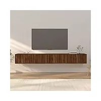 canditree ensemble meubles tv suspendu meuble tv mural avec espace de rangement 300 cm (chêne marron)