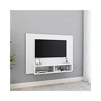 meuble tv mural blanc 120x23,5x90 cm aggloméré