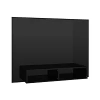 meuble tv mural noir brillant 120x23,5x90 cm aggloméré