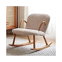 fauteuil à bascule d'intérieur, fauteuil à bascule en bois du milieu du siècle, fauteuil inclinable pour canapé simple, fauteuil de salon en tissu pour chambre à coucher, base et accoud