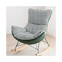 fauteuil à bascule en tissu de qualité supérieure, fauteuil inclinable avec coussins rembourrés lazy lounge, bascule en bois et en métal, chaise de loisirs de studio de chambre à couche