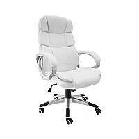 tectake® chaise de bureau chaise gaming fauteuil de bureau fauteuil pivotant design, siege ergonomique, fauteuil avec accoudoirs, appui-tête rembourré, roulette teletravail - blanc