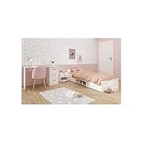 parisot chambre complete enfant 3 pieces zodiac - lit + chevet + bureau - décor blanc mat