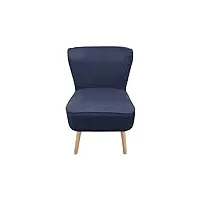 fauteuil crapaud en velours côtelé et piètement en bois - 3 coloris - happy - bleu