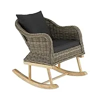 tectake fauteuil à bascule en rotin rovigo 150 kg chaise de relaxation mobilier de jardin diverses couleurs (marron naturel)