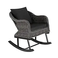 tectake fauteuil à bascule en rotin rovigo 150 kg chaise de relaxation mobilier de jardin diverses couleurs (gris)