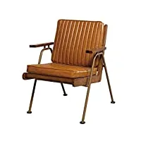moweo fauteuil de canapé vintage industriel, fauteuil moderne en faux cuir, avec rembourrage extra doux et coussin, pieds en métal, pour le salon, la chambre à coucher, la chambre d'hôtes.