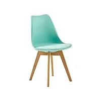 eggree 1 chaise salle à manger scandinaves sgs tested chaise rembourrée de cuisine rétro chaise de bureau avec pieds en bois de hêtre massif, vert menthe