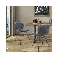 ml-design lot de 2 chaises de salle à manger avec dossier, anthracite, fauteuil avec revêtement synthétique, pieds en métal, chaise cuisine ergonomique pour table à manger, protections de sol inclus