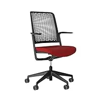 nowy styl withme chaise de bureau avec accoudoirs noir/tissu rouge