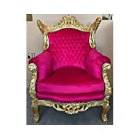 casa padrino fauteuil baroque rose/or - fauteuil de salon en bois massif fait main - fauteuil de salon de style ancien - meuble de salon de style baroque - meuble baroque