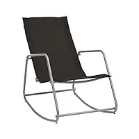 bussandri exclusive fauteuil à bascule de jardin en textilène noir 95 x 54 x 85 cm