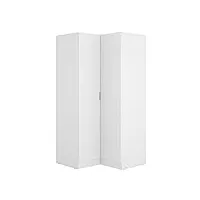pegane armoire dressing d'angle en panneaux de particules mélaminés coloris blanc - longueur 90.5 x profondeur 92.5 x hauteur 184.2 cm