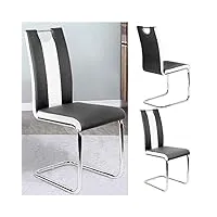 tuitui lot de 6 chaises à manger simili cuir, chaises salle à manger en forme zigzag avec siege rembourre et dossier haute 50 cm, chaise de salon confortable moderne (noir-blanc)