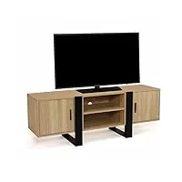 idmarket - meuble tv 140 cm phoenix 2 portes bois et noir