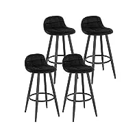 woltu lot de 4 tabourets de bar modernes, chaises de cuisine hautes avec dossier, repose-pieds et assise rembourrée, tabourets en velours et métal, hauteur d'assise 70 cm, noir bh364sz-4