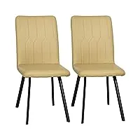 homcom lot de 2 chaises de salle à manger scandinaves assise en similicuir rembourrée épais pieds en métal beige