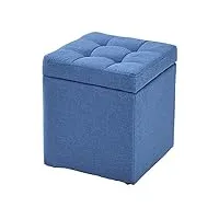 happlignly cube pouf rangement repose-pieds pouf banc siège,toy box ottoman plateau organisateur boîte pouf coffre chaussure banc tabouret siège-bleu 30x30x35cm(12x12x14inch)