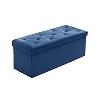 brian & dany banc de rangement pliable en velours pour salon et chambre à coucher, 110 x 40 x 40 cm, bleu marine