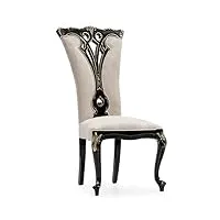 casa padrino chaise de salle à manger baroque de luxe crème/noir/or - magnifique chaise de cuisine de style baroque - meuble de salle à manger de luxe de style baroque - meuble baroque