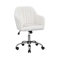 yaheetech chaise de bureau à hauteur réglable charge max 136 kg chaise ergonomique de bureau recouverte ivoire