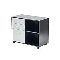 sunesa caisson de bureau meuble de classement en bois à 3 tiroirs for imprimante avec étagères de rangement ouvertes classeur avec support d'imprimante for bureau à domicile armoire à dossiers